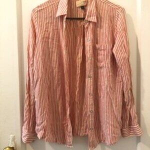 Pink and White Striped Blouse